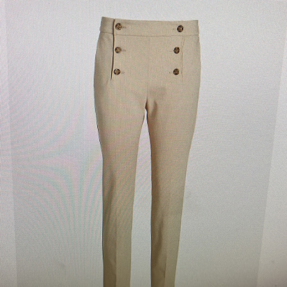 Express High wasted side button ankle pant in soft beige
